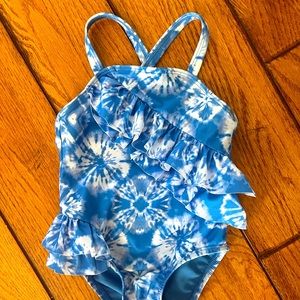 Toddler blue and white swimsuit